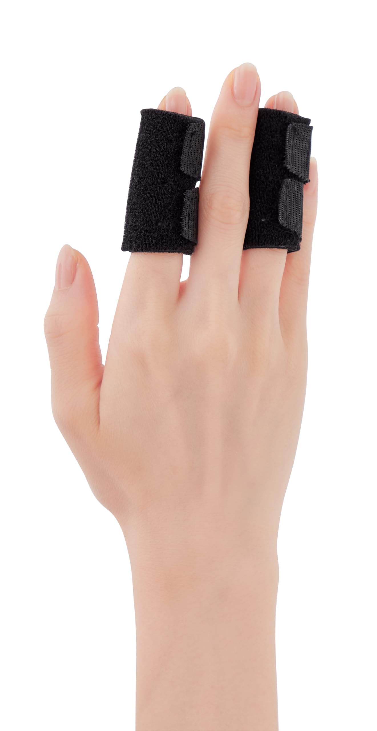 

Two Black Finger Joint Supporters, Designed by an Orthopedic Clinician