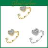 Adjustable Heart Shape Ring With Cubic Zirconia For Women Fashion Jewelry
