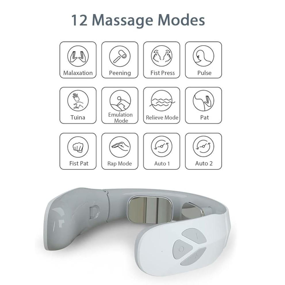 Electric Pulse Neck Massager with Portable Neck Relaxer Intelligent Massager Neck Lymphatic Massager Body Muscle Pain Relief