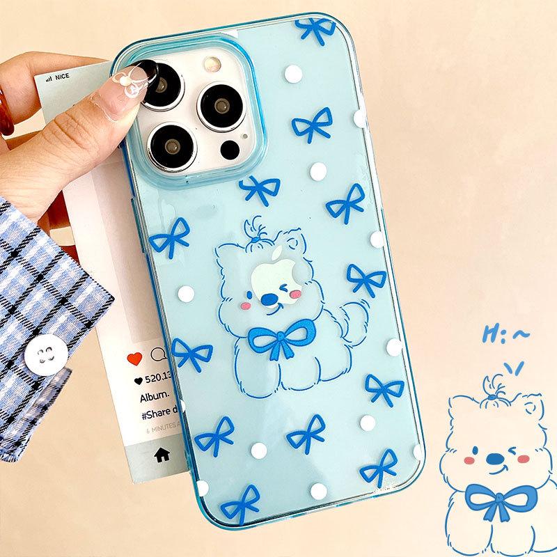 Roztomilý Line Štěně Vhodný pro Pouzdro na Mobilní Telefon IPhone16 Apple 15 Ochranné Pouzdro 14 13 12 Měkký Kryt Vysoká Průhlednost