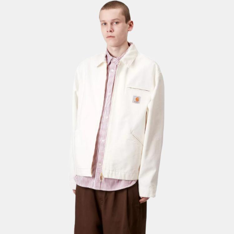 Carhartt WIP SS25 OG Detroit Jas Klassiek Losse Pasvorm Lange Mouwen Detroit Jas Herenjassen Wax-Wit I035280-0DJ-3K