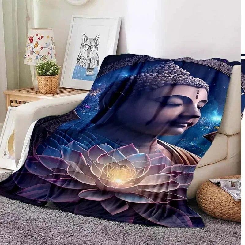 Gautama Buddha Plüsch weiche Decke karierte dünne Decke Wohnzimmer Schlafzimmer tragbare Home Reise Büro Mittagsdecke