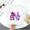 K Pop Demon Huntersd Children's Short-Sleeved Girls' Casual Shirt - Summer Pure Polyester T-Shirt with Letter A-Z Cartoon Print