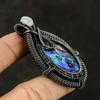 Abalone Shell Pendant Copper Wire Wrapped Pendant Gemstone Jewelry Handmade Pendant Gifts For Her Copper Jewelry Rainbow Moonstone Pendant