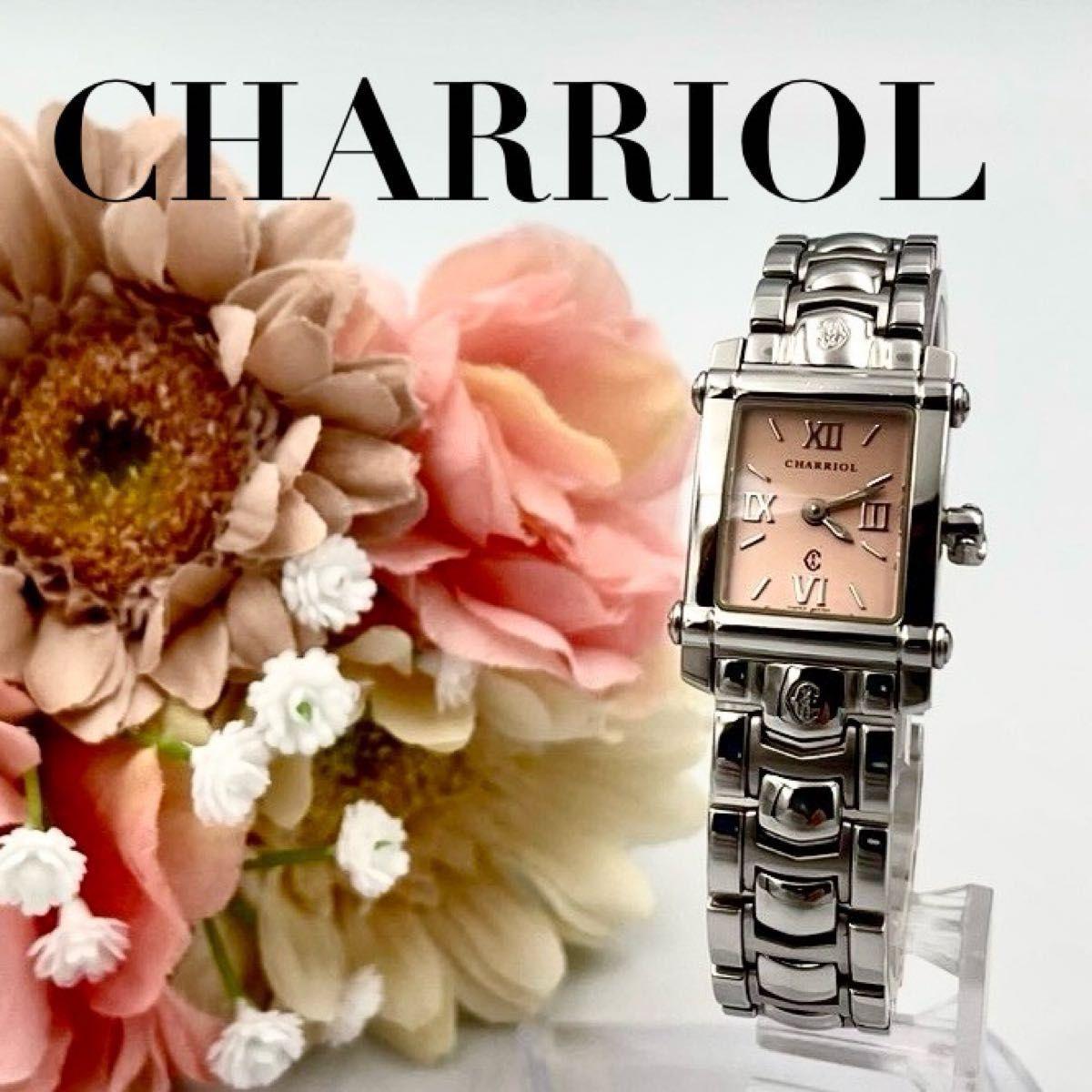 Used 819 Good Condition Philippe Charriol Columbus Watch Quartz Square Ladies Pink Dial Stainless Steel Silver