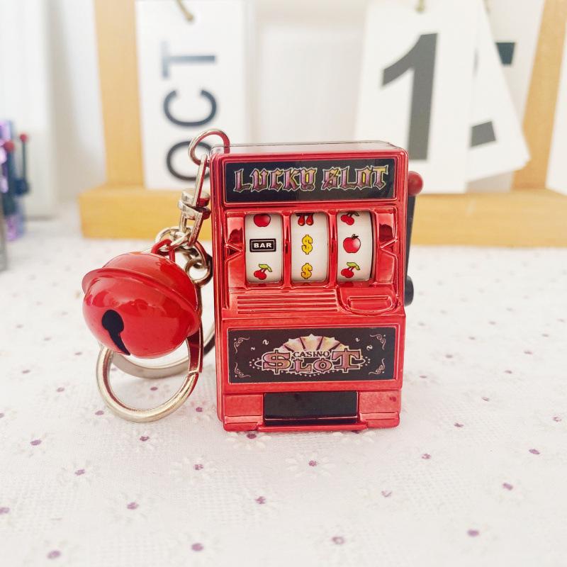 Creative Mini Fruit Slot Machine Keychain - Palm-Sized Digital Lottery Toy Simulation Model