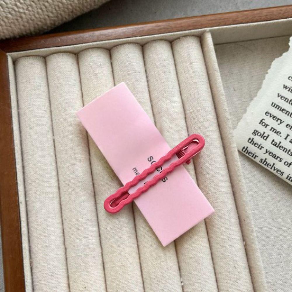 Alloy Candy-colored Cute Hairpin Solid Color Hair Accessories Decorate Hairpin with Wavy Side