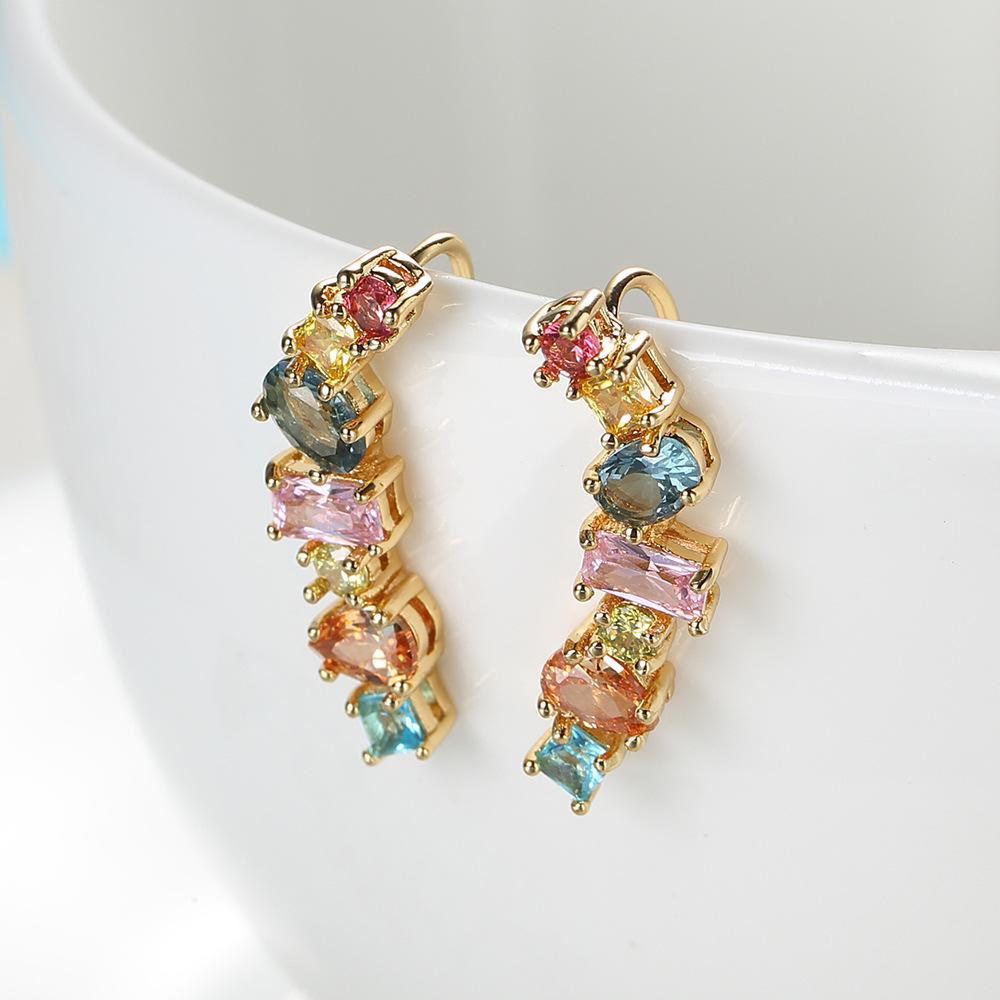 Copper-Inlaid Colored Zircon Earrings for Women - New Creative Fashion Statement Jewelry