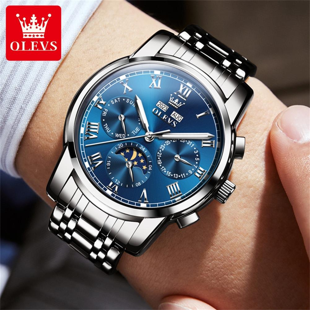 OLEVS Original Automatic Mechanical Watch for Men 24 Hour Moon Phase Waterproof Calendar Business Luxury Men's Wristwatches 6692