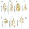 10Pieces Realistic Artificial Leaf Golden Leaf Simulation Leaf For Chinese New Year Wedding Decoration Vase Arrangements