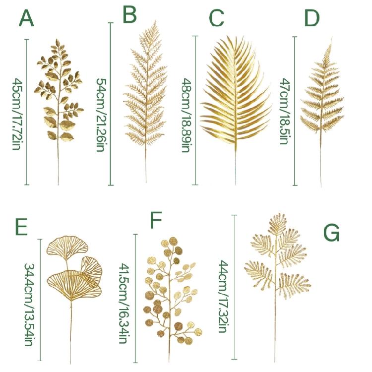 10Pieces Realistic Artificial Leaf Golden Leaf Simulation Leaf For Chinese New Year Wedding Decoration Vase Arrangements