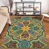 Colorful Mandala Pattern Carpet with Geometric Floral Design, Large Rug Suitable for Use As an Anti-slip for Living Room Bedroom Sofas