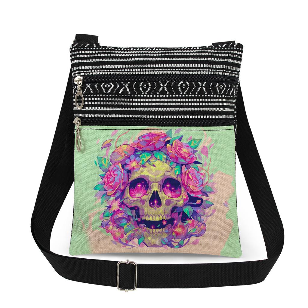 1 Stück Totenkopf-Print-Tragetaschen Damen-Umhängetaschen Postboten-Tasche 6958 CLE