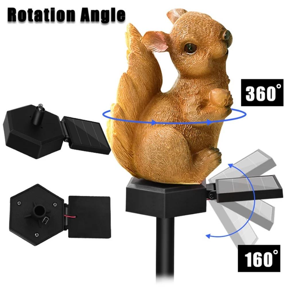 1pcs Outdoor Solar LED Light Squirrel Lamp Waterproof Yard Landscape Squirrel Shape Decorative Light for Garden Yard