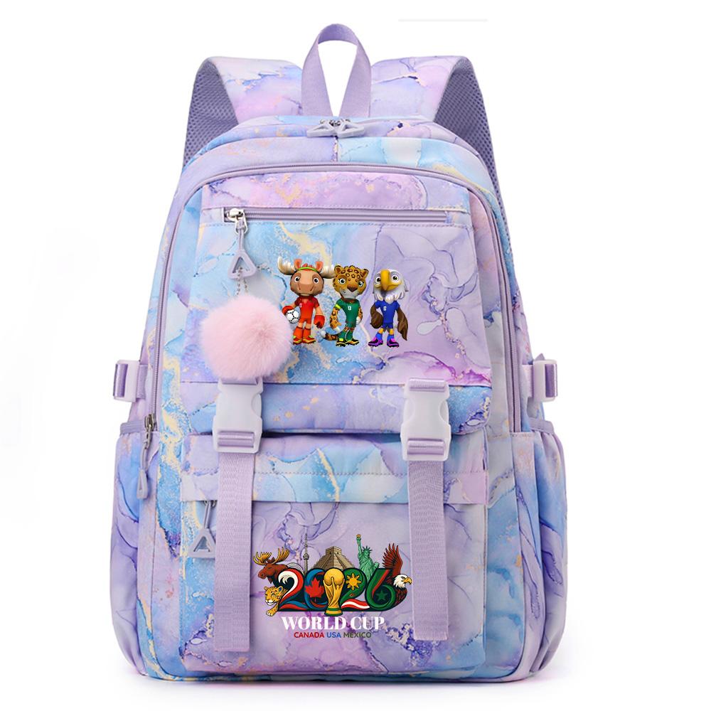 

Cute Cartoon 2026 FIFA World Cup Printed Backpack Schoolbag for Teenager Student Girl Boy Bookbag Large Capacity Waterproof Travel Bag Mochila
