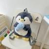 Cartoon Penguin Plush Backpack For Girls With Soft Faux Fur And Zip Closure