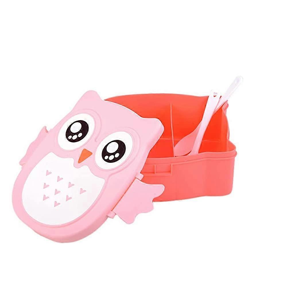 Lunch Box, Plastic Portable Cartoon Owl Lunch Box Food Safe Microwave Storage Container for Salad, Pink ( 900ML )