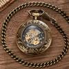 Classic Vintage Double Open Engraved Flip Roman Numerals Large Semi-Automatic Pocket Watch