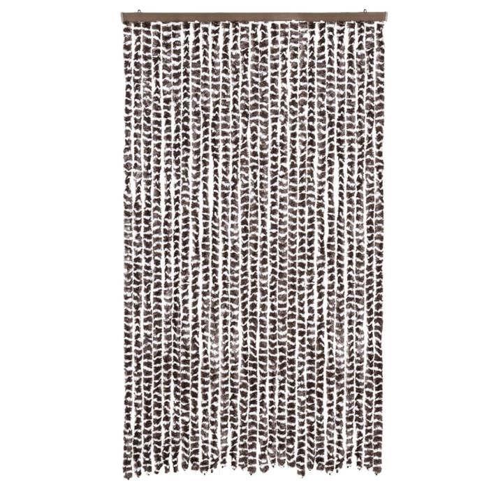 VidaXL Rideau anti-mouches marron et blanc 118x220 cm chenille, rideau anti-mouche de porte, rideau d’insectes de porte, 4004889