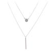 Elegante Vierkante Staaf Glanzende Kristal Ronde Dubbellaagse Ketting Dames Eenvoudige Mode Sleutelbeenketting