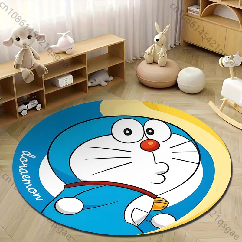 Multiple Sizes Doraemon Cartoon Print Round Carpet for Living Room Bedroom Table and Chair Sofa Home Decor Area Rug Play Mat