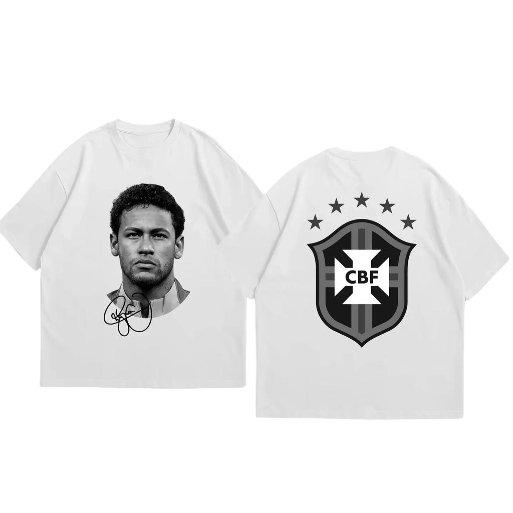 La maglietta da uomo di alta qualità in puro cotone con stampa grafica casual alla moda da star del football americano Neymar Estate 2025