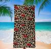 Übergroßes Strandtuch mit Leoparden-Kirschen-Print, Ultrafeine Faser, Schnelltrocknend, Sandfrei, Saugfähig, Leicht, Tragbar für Reisen, Handtuch