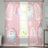 Rosa Weihnachtsbaum Schneeflocke Weihnachtsmann Tüllvorhänge für Wohnzimmer Schlafzimmer Dekor Chiffon Transparent Voile Küchenfenstervorhänge