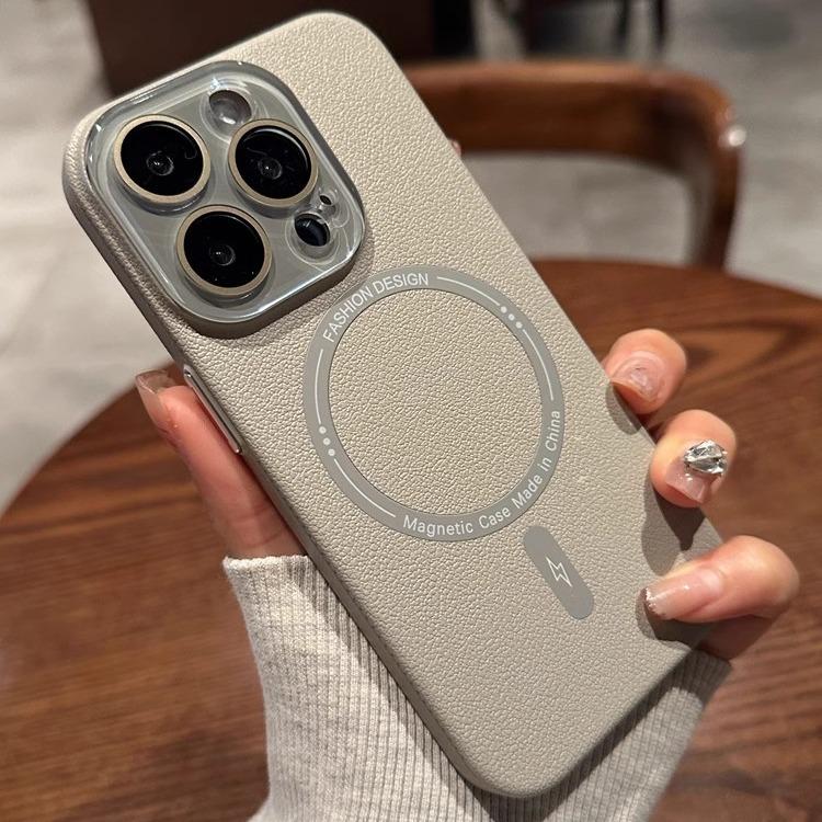 The New Lychee Peel Pattern Is Suitable for IPhone15 Phone Cases  IPhone 16promax Magnetic Suction and Full Coverage Protective Cases