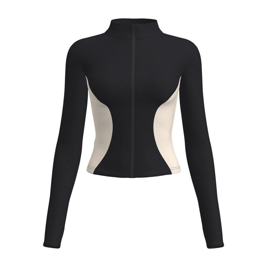 Women's Slim Fit Color-Matching Yoga Jacket for Running & Fitness