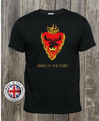 T-shirt nera Stannis Baratheon 'Nostra è la furia' ispirata a Game Of Thrones