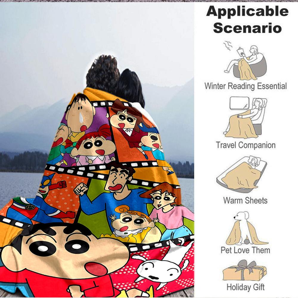 1pc Crayon Shin chan Blanket Lightweight Flannel Blanket Throw Blanket For Sofa, Bed, Travel, Camping, Livingroom, Office, Couch