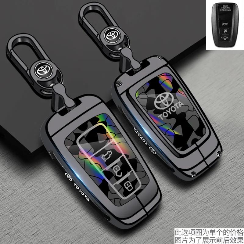 Handmade Cowhide Genuine Leather Key Case for TOYOTA Camry Hanlanda Car Key Protection Sleeve with Keychain - Protective Shell