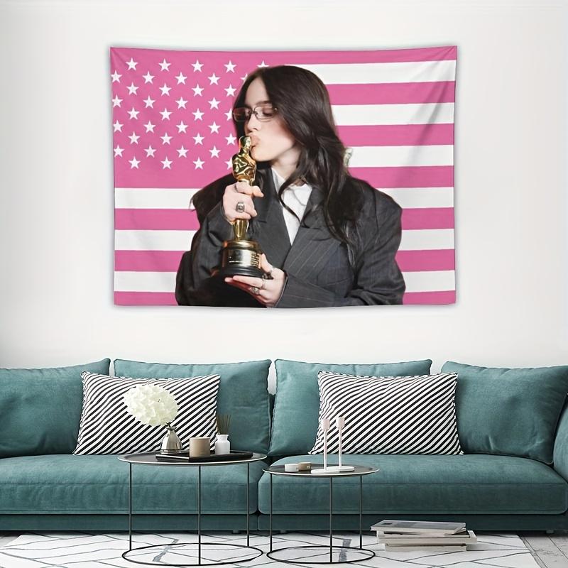 

1pc BBillie Music Album Poster Tapestry Pink Wall Decor Living Room Bedroom Wall Hanging Perfect Gift for Friends 74x94cm(29x37in)
