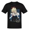 Anime Chainsaw Man Power Nyako Letras Azules T-Shirt Size S-5XL