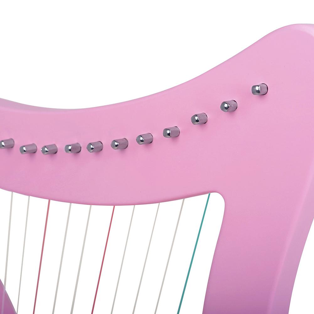 15-string Lyre Harp Solid Wood Portable Adjustable Classical Small Harp Beginners Musical Instrument Gifts