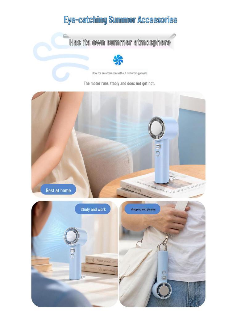 Portable High-Speed 100-Speed USB Rechargeable Handheld Fan with Strong Wind Turbine