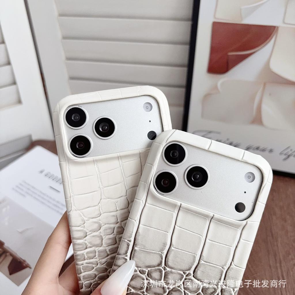 Applicable to iPhone16Pro mobile phone case Huawei P80 gradual change color crocodile pattern anti-drop protective case Mate70 leather case