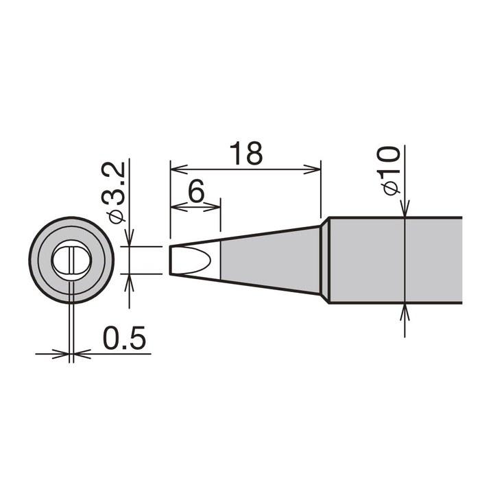 Taiyo Electric Industries [Goot] Replacement Tip PX-480/480E, PX-48RT-3.2D, Silver, 3.2D