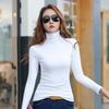 Korean Style Slim Fit Long Sleeve High Collar Women's Shirt - Solid Color, Spring/Autumn