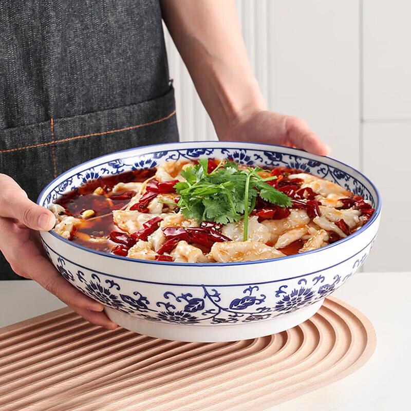 Blue and White Porcelain Large Soup Noodle Bowl