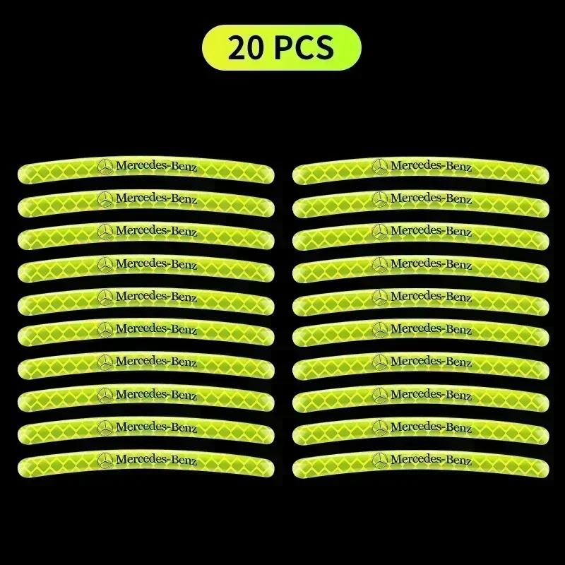 AZP2  Luminous Car Wheel Hub Stickers High Reflective Stripe Tape for Mercedes Benz W203 W204 W205 W206 W212 W213 W222 W223 E300 C200