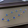High Version of The Ten-flower Necklace Lucky Four-leaf Clover 10-flower Necklace Clavicle Chain Agate Women's Necklace