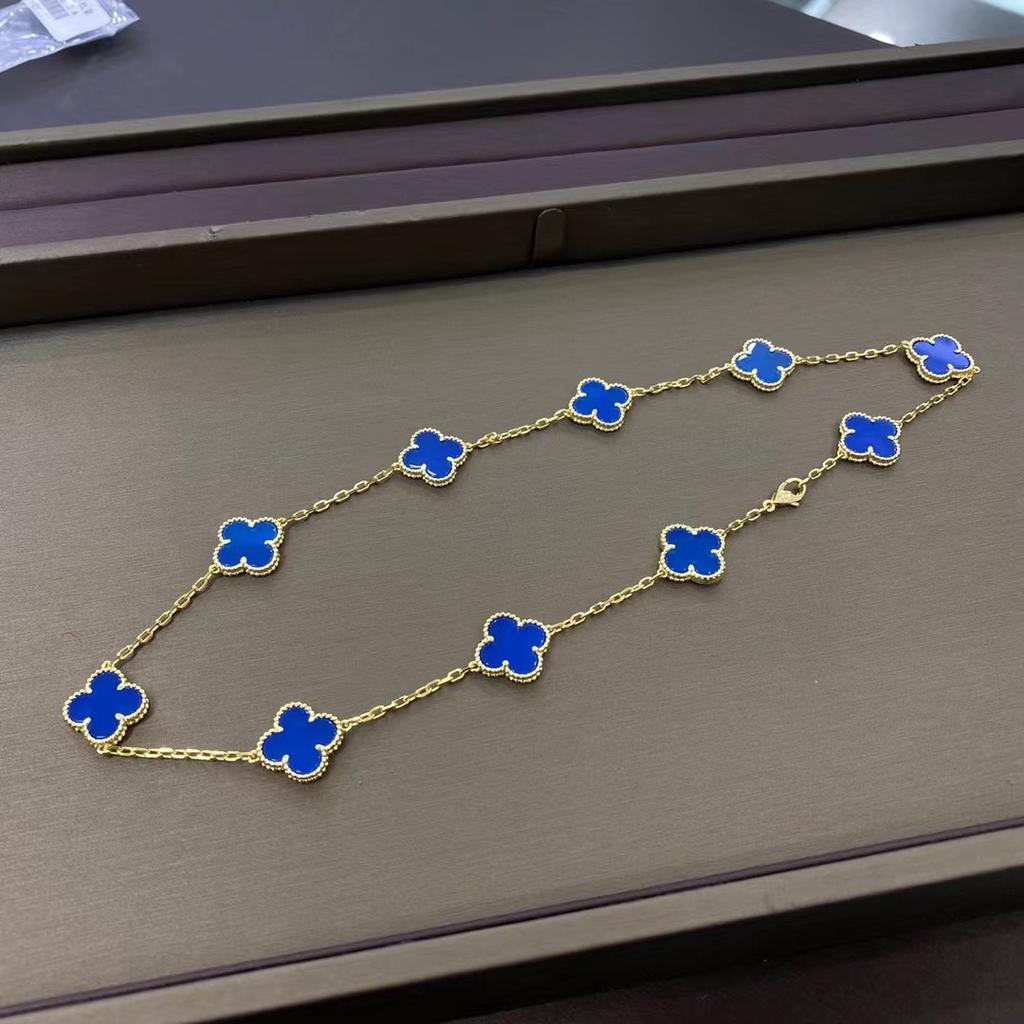 High Version of The Ten-flower Necklace Lucky Four-leaf Clover 10-flower Necklace Clavicle Chain Agate Women's Necklace