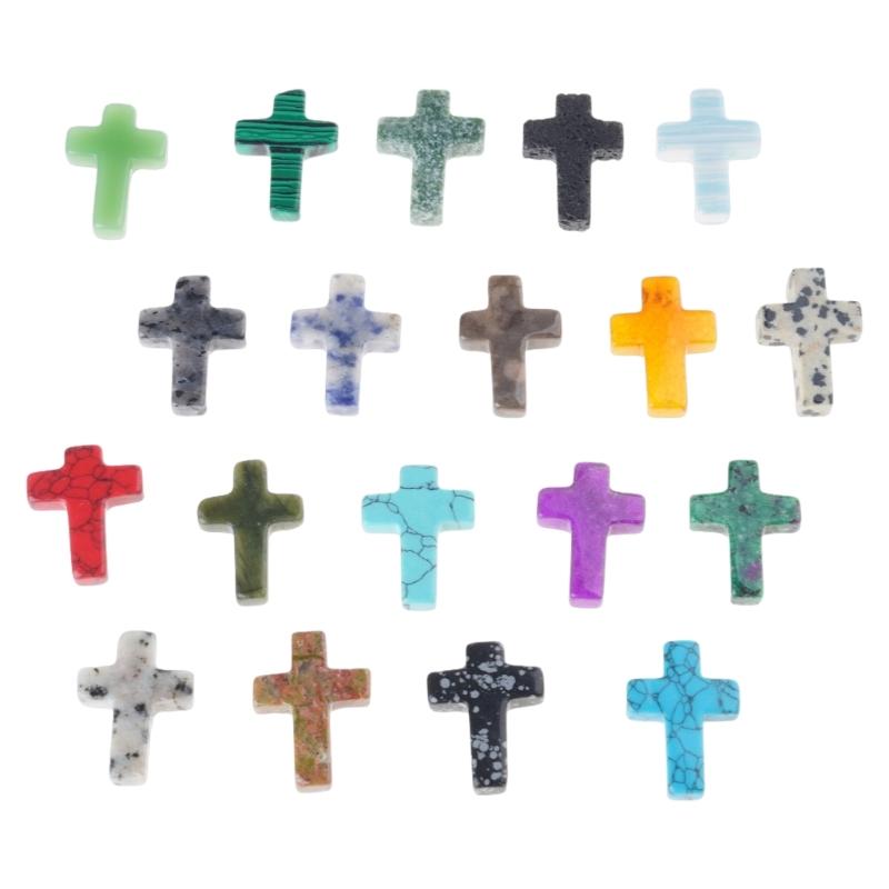 

19Pcs Assorted Natural Crystal Crosses Holeless Gemstones Charm Home Decors Meditations Spiritual Fengshuis Ornament 1