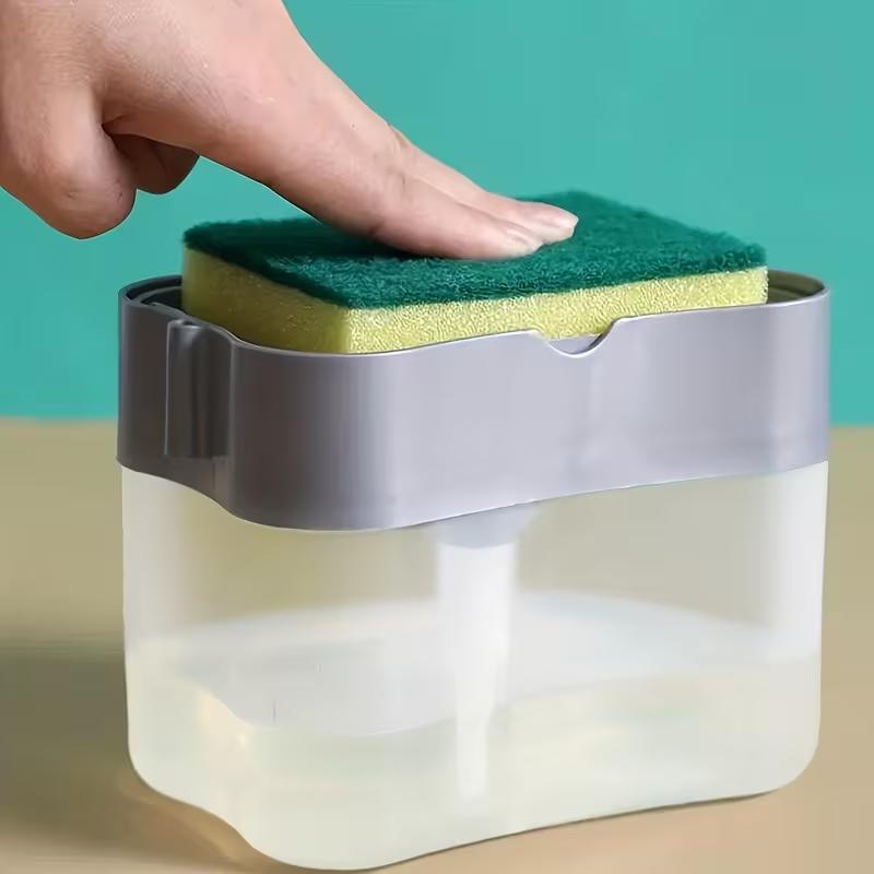 Dispenser Sapone per Cucina con Portasponge Pompa Manuale Sapone per Piatti Dispenser Sapone per Lavello in ABS Organizer da Bancale