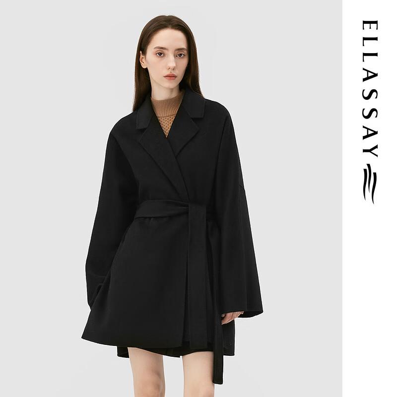 

ELLASSAY Women s Wool Blend Mid-Length Coat with Belt L