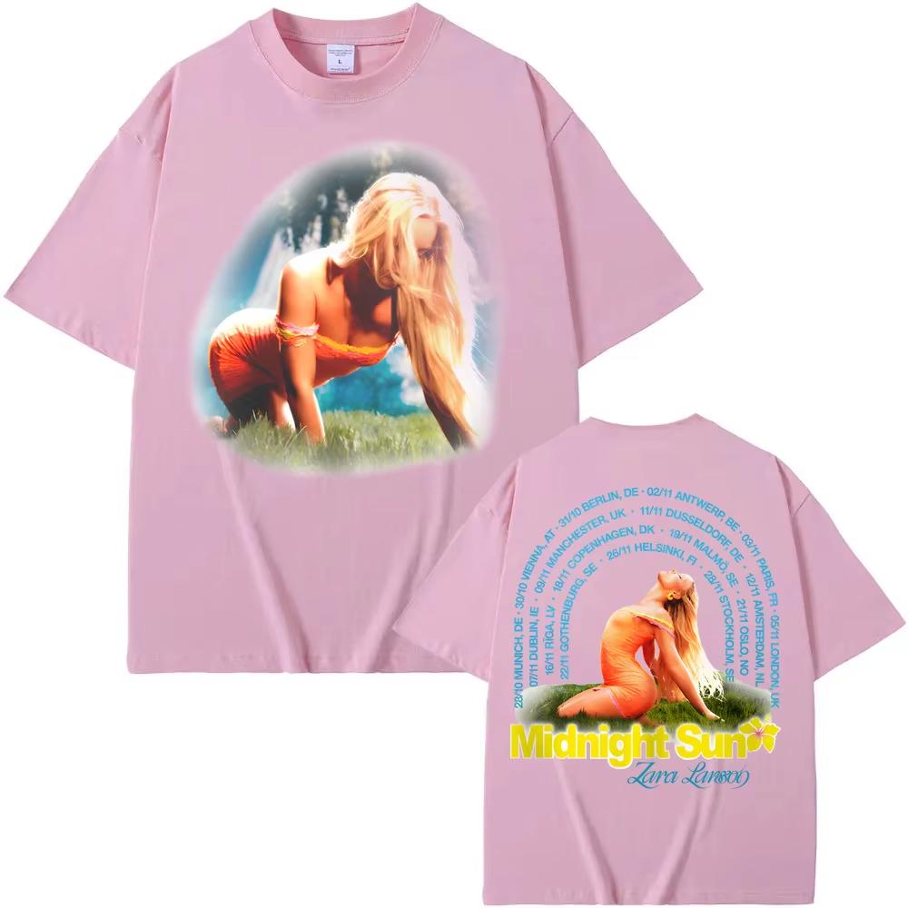 Zara Larsson Tee New Style Arch Photo Tour Tee Cotton High Quality HarajukuTeeshirt Summer Fashion High Quality Comfortable