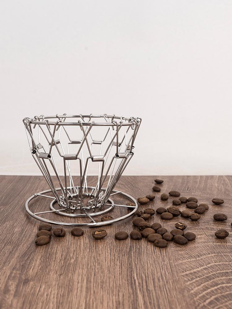 CLS Portable Folding Stainless Steel Coffee Drip Rack - Retro Hand-Brewed Outdoor Filter