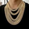 Exaggerated Personality Punk Cuban Chain Alloy Rhinestone Necklace Bracelet Direct Sales